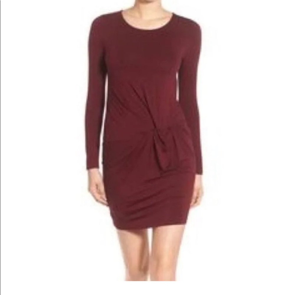 Everly Women's Knit Bodycon Maroon Twist Front Size: XS